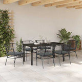 Garden Dining Set 7 pcs Black Poly Rattan - Top-Down View