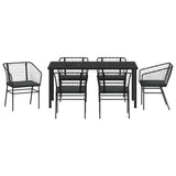 Garden Dining Set 7 pcs Black Poly Rattan - Close-Up Angle