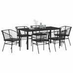 Garden Dining Set 7 pcs Black Poly Rattan