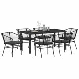 Garden Dining Set 7 pcs Black Poly Rattan - Side View