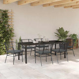 Garden Dining Set 7 pcs Black Poly Rattan - Top-Down View