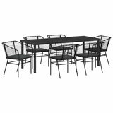 Garden Dining Set 7 pcs Black Poly Rattan - Front View
