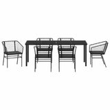 Garden Dining Set 7 pcs Black Poly Rattan - Close-Up Angle