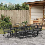 Garden Dining Set 9 pcs Black Poly Rattan - Top-Down View