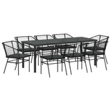 Garden Dining Set 9 pcs Black Poly Rattan - Front View
