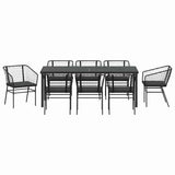 Garden Dining Set 9 pcs Black Poly Rattan - Close-Up Angle