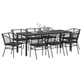 Garden Dining Set 9 pcs Black Poly Rattan - Side View