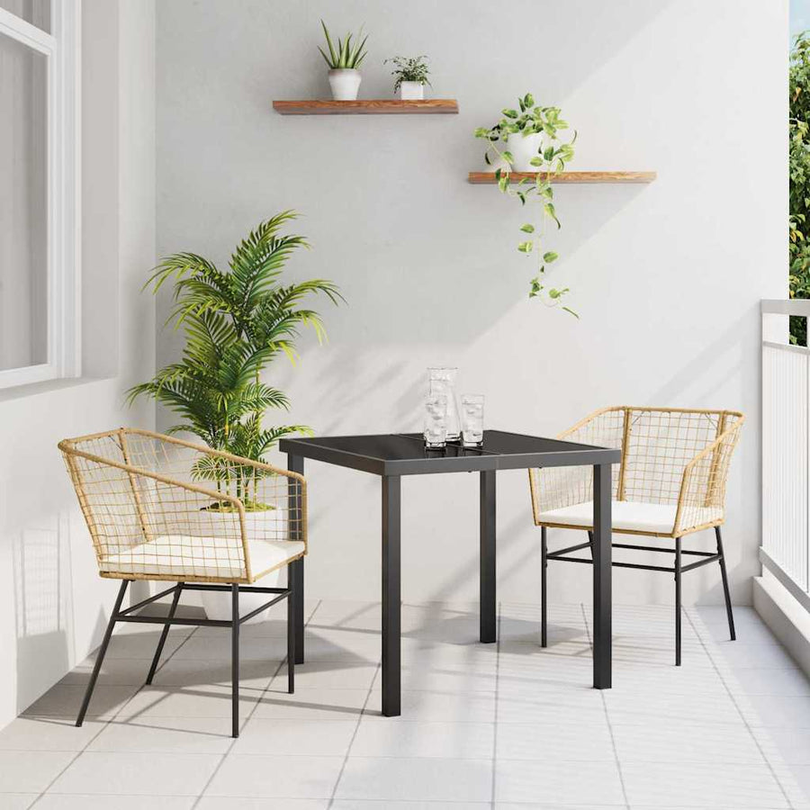 Garden Dining Set 3 pcs Brown Poly Rattan