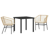 Garden Dining Set 3 pcs Brown Poly Rattan