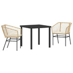Garden Dining Set 3 pcs Brown Poly Rattan
