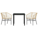 Garden Dining Set 3 pcs Brown Poly Rattan