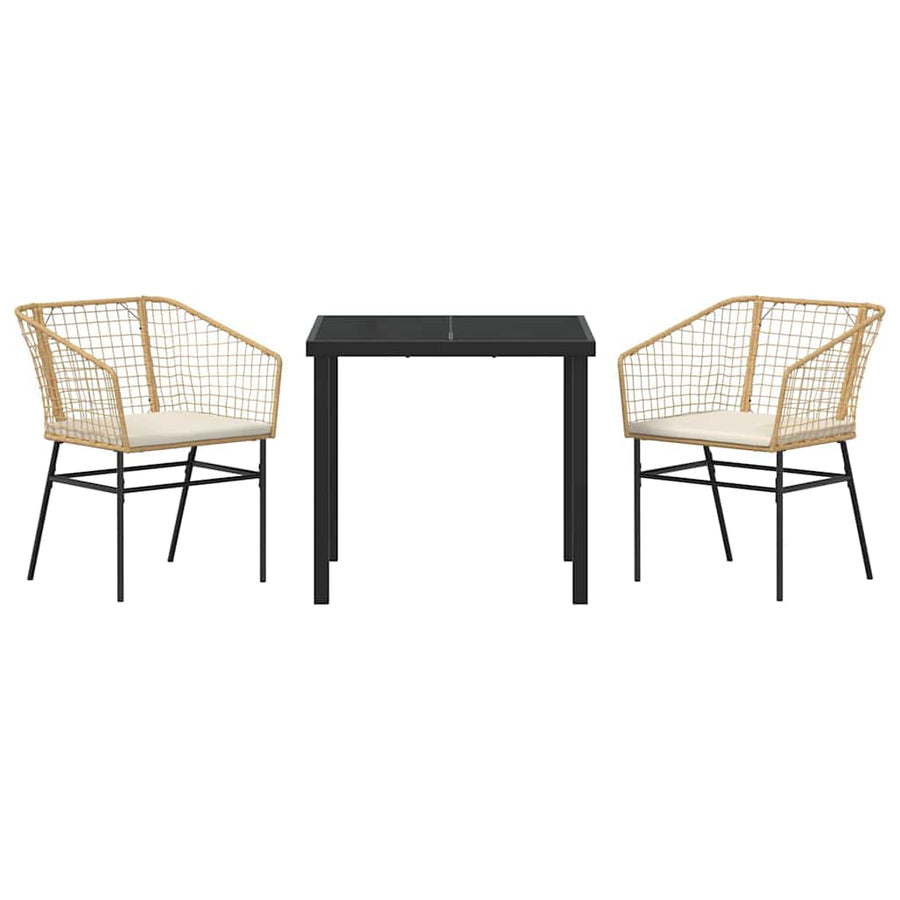 Garden Dining Set 3 pcs Brown Poly Rattan