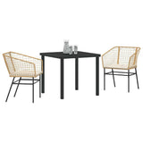 Garden Dining Set 3 pcs Brown Poly Rattan