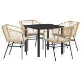 Garden Dining Set 5 pcs Brown Poly Rattan - Front View