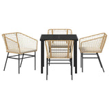 Garden Dining Set 5 pcs Brown Poly Rattan - Close-Up Angle