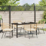 Garden Dining Set 5 pcs Brown Poly Rattan - Top-Down View