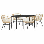 Garden Dining Set 5 pcs Brown Poly Rattan