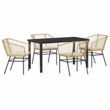 Garden Dining Set 5 pcs Brown Poly Rattan - Front View