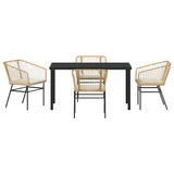 Garden Dining Set 5 pcs Brown Poly Rattan - Close-Up Angle