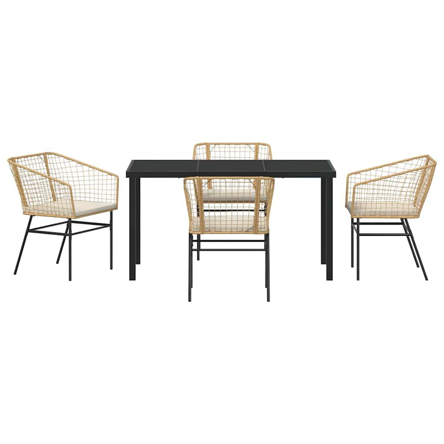 Garden Dining Set 5 pcs Brown Poly Rattan