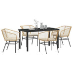 Garden Dining Set 5 pcs Brown Poly Rattan
