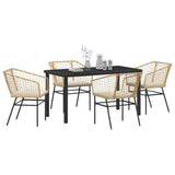 Garden Dining Set 5 pcs Brown Poly Rattan - Side View