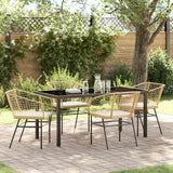 Garden Dining Set 5 pcs Brown Poly Rattan