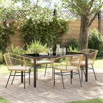 Garden Dining Set 5 pcs Brown Poly Rattan