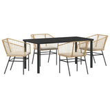 Garden Dining Set 5 pcs Brown Poly Rattan - Front View