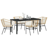 Garden Dining Set 5 pcs Brown Poly Rattan - Side View