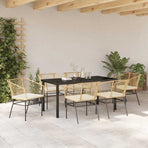 Garden Dining Set 7 pcs Brown Poly Rattan
