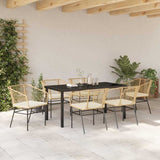 Garden Dining Set 7 pcs Brown Poly Rattan - Top-Down View