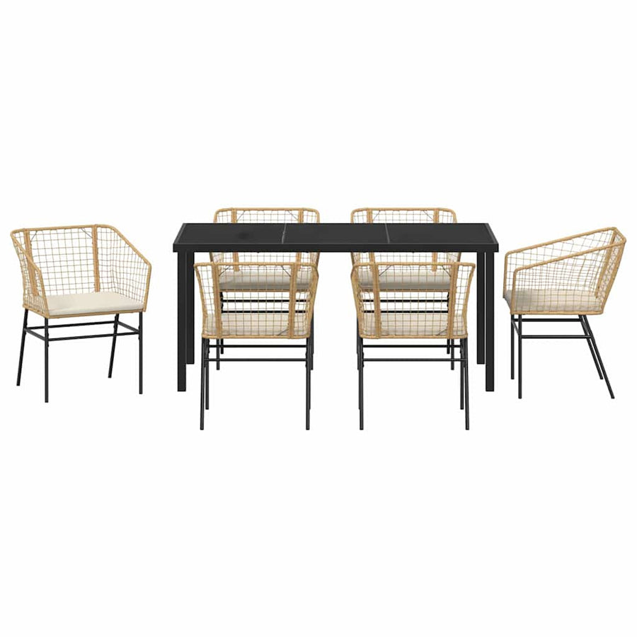 Garden Dining Set 7 pcs Brown Poly Rattan