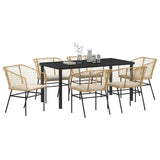 Garden Dining Set 7 pcs Brown Poly Rattan - Side View