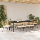 Garden Dining Set 7 pcs Brown Poly Rattan - Top-Down View