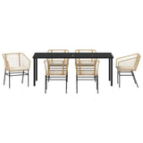 Garden Dining Set 7 pcs Brown Poly Rattan - Close-Up Angle