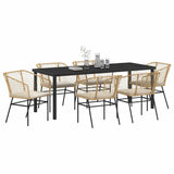 Garden Dining Set 7 pcs Brown Poly Rattan - Side View