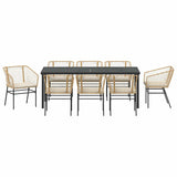 Garden Dining Set 9 pcs Brown Poly Rattan - Close-Up Angle