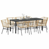 Garden Dining Set 9 pcs Brown Poly Rattan
