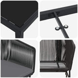 Garden Dining Set with Cushion 3 pcs Black Powder-Coated Steel - Extra Image