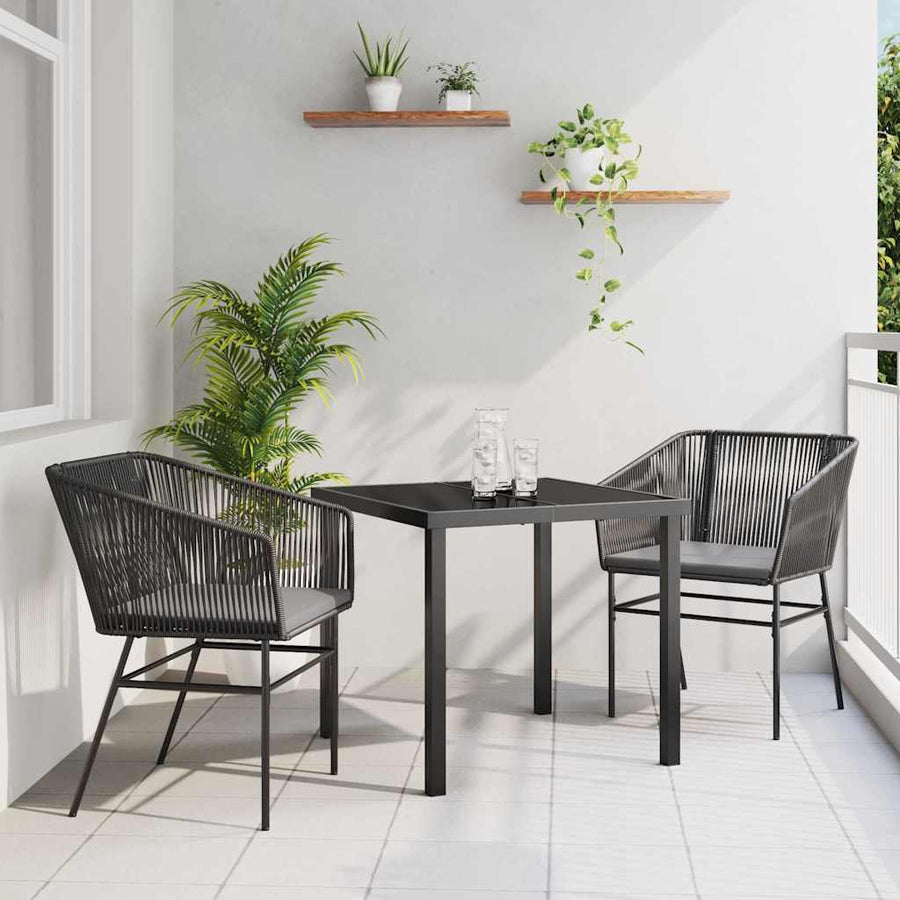 Garden Dining Set 3 pcs Black Powder-Coated Steel