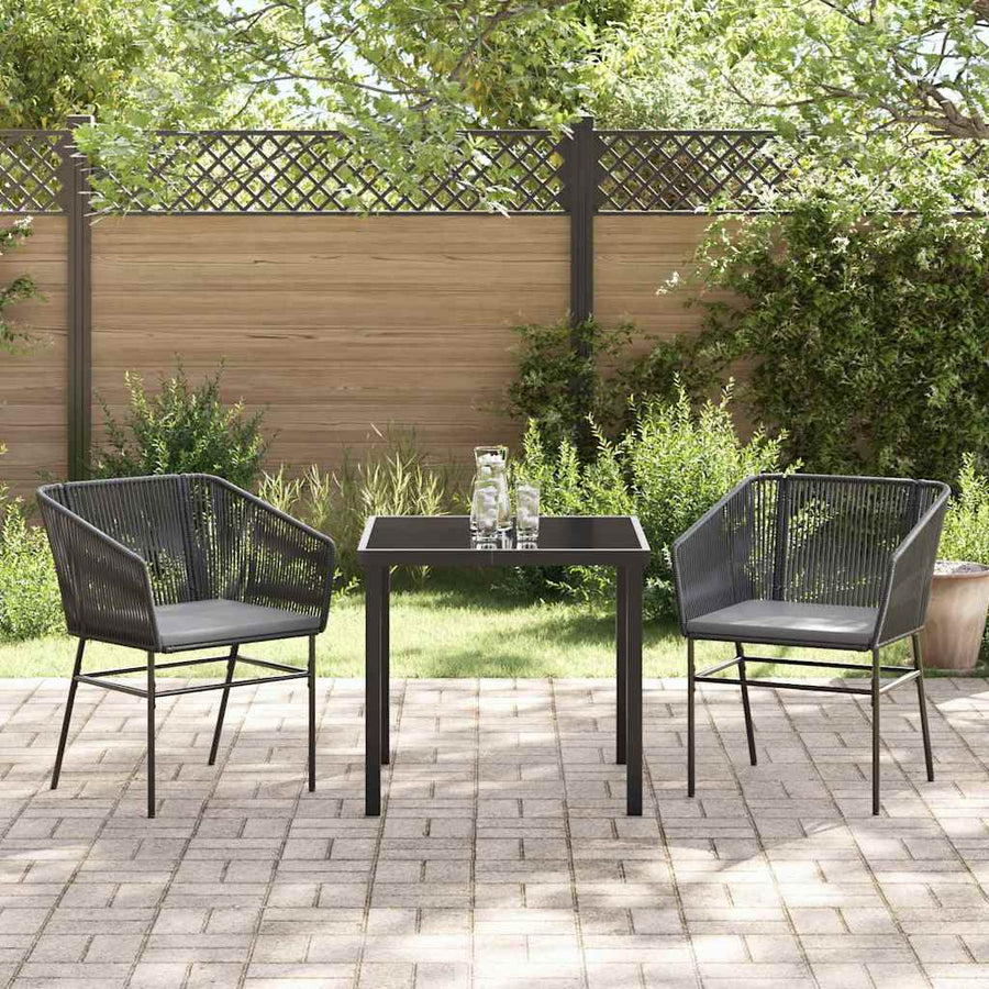 Garden Dining Set 3 pcs Black Powder-Coated Steel