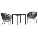 Garden Dining Set 3 pcs Black Powder-Coated Steel
