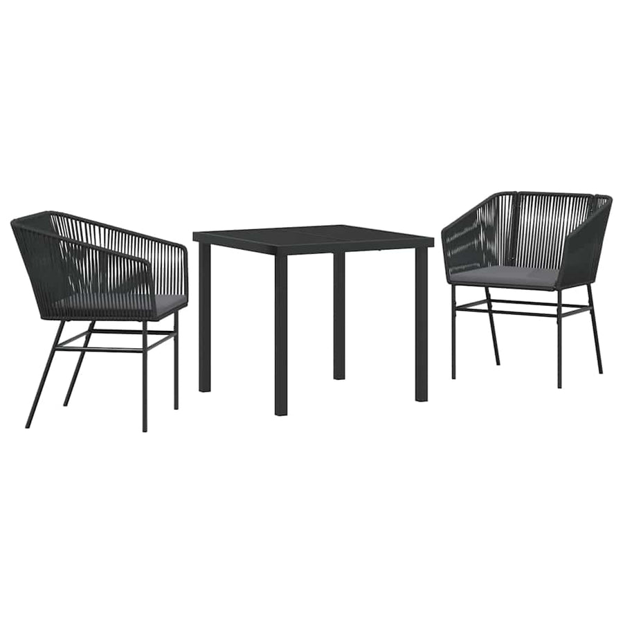 Garden Dining Set 3 pcs Black Powder-Coated Steel