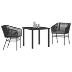 Garden Dining Set 3 pcs Black Powder-Coated Steel