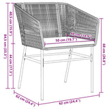 Garden Dining Set with Cushion 3 pcs Black Powder-Coated Steel