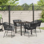 Garden Dining Set 5 pcs Black Powder-Coated Steel