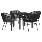Garden Dining Set 5 pcs Black Powder-Coated Steel