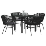Garden Dining Set 5 pcs Black Powder-Coated Steel
