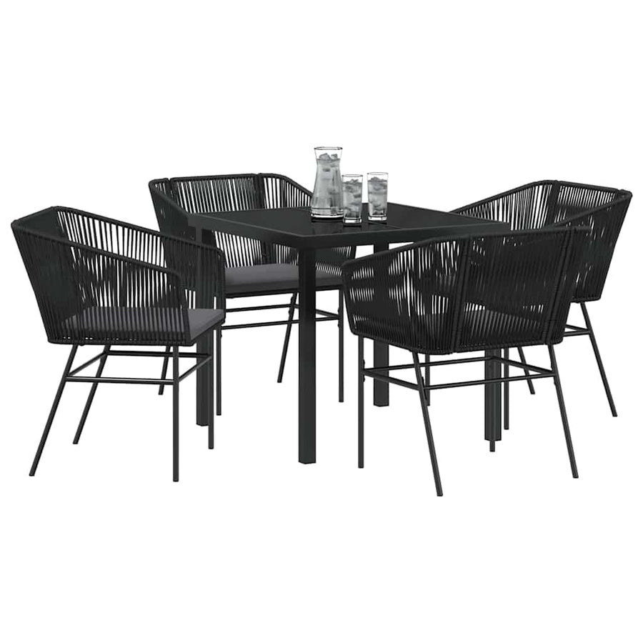 Garden Dining Set 5 pcs Black Powder-Coated Steel